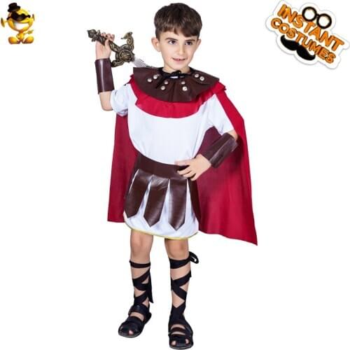 DSPLAY New Arrival Kids Roman Gladiator Costume Boys High Quality Cool Warrior Fancy Costumes For Kids Halloween New Year Party