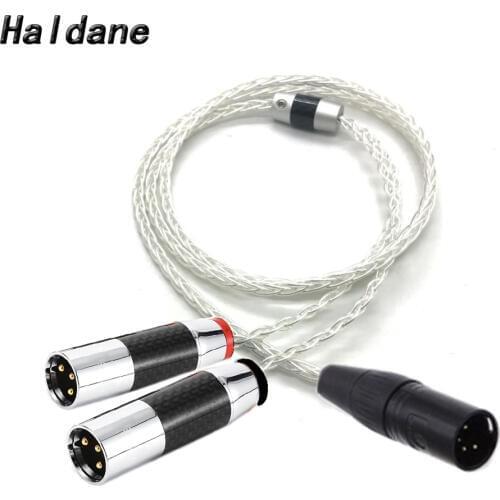 Haldane HIFI Silver Plated 4pin XLR Balanced to Dual 2x 3pin XLR Balanced Male Audio Adapter Cable XLR to XLR Balanced Cable