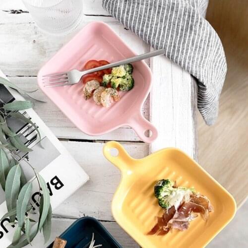 Ceramic Baking Pan Cake Pan Food Oven Big Cake Bread Mold Household Western Tableware Dish Plate With Handle Kitchen Tools