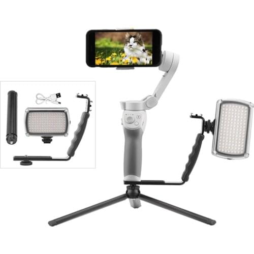 For DJI OM 4 LED Light L Shaped Handle Holder for DJI OSMO Mobile 3 2 Zhiyun Smooth 4 Feiyu Expansion Bracket Gimbal Accessories