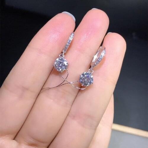 New Arrival Diamond Test Past 1 ct Brilliant Cut D Color Moissanite Earrings VVS1 Gemstone Plant Earrings
