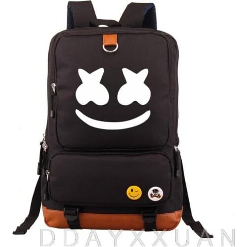 New DJ Marshmello backpack Multifunction USB Charging Travel Canvas Student Backpack For Teenagers Boys Girls School Bag