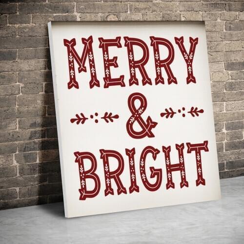 Framed Merry and Bright Christmas Posters Canvas Paintings Wall Art Canvas Prints Pictures Kids Room Decor Home Inner Frame
