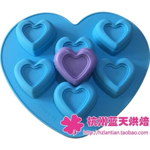 Wholesale/retail,free shipping,1 PCS 6 hole Love Cake mold silicone mould Silicone mold