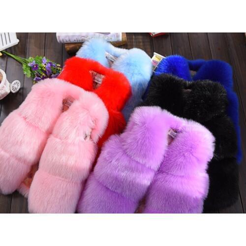 Autumn Winter Faux Fur Girls Vest Elegant Girl Princess Vest Warm Thick Girl Coat Baby Girl Clothes Newborn Clothing For 0-24M