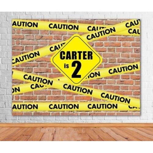 Custom Construction Caution Boys Brick Wall photo studio background High quality Computer print party backdrop