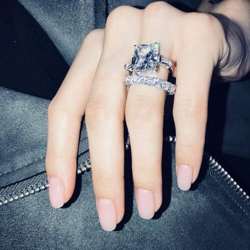 Choucong Luxury 100% Real 925 Sterling Silver Promise Ring Set 4ct 5A Zircon Cz Party Wedding Band Rings for women Jewelry Gift