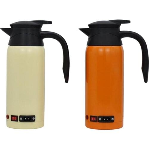 Double Walled Electric Travel Kettle Portable Stainless Steel Bottle 12V/24V