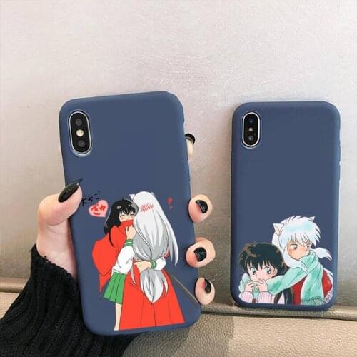 Hot Anime Japan Cartoon Inuyasha Phone Case for iPhone 12 mini 11 Pro XS MAX X XR 7 8 6 Plus Candy Color blue Silicone Cover