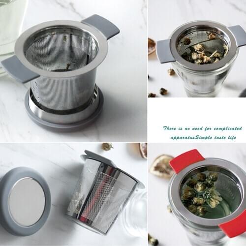 For Kitchen Accessories Premium Stainless Steel Tea Strainer Insulated Silicone Handle Tea Infuser Tea Filter For Cups Mugs