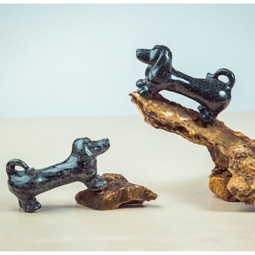 Dog Figurine Handmade Stone Dachshund Statue desktop cabinet ornament Craft Ornament for Sitting Home Decor accessories Gift