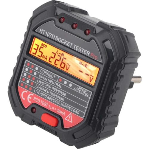 Polarity Voltage Detector HT107E Socket Outlet Tester Accurate LCD Display Circuit Polarity Voltage Detector UK Plug 90-250V