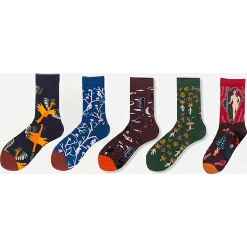 Spring And Autumn European And American Stockings Womens ashion Street Creative Abstract Retro Couple Stockings