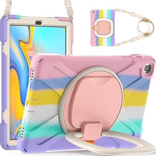 Rotatable Kickstand Hard Back Shockproof Cover for Samsung Galaxy Tab A 10.1 T515 T515 Silicone Case with Shoulder Strap+Pen