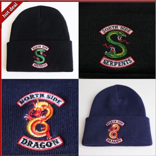 Fashion warm Knitted cap hat winter Riverdale South Side Serpent Cosplay Costume Accessories Knitted Embroidery for Gift
