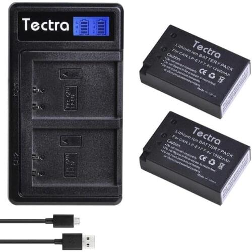 Tectra LP-E17 LP E17 LPE17 Battery akku+LCD Dual USB Charger for Canon EOS 750D 760D T6i T6s M3 M5 M6 800D 8000D Kiss X8i