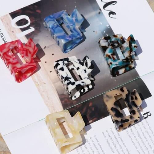Women Acetate Leopard Printing Hair Clip Claws Small Elegant Hollow Geometric Catching Hairpin for Girls Lady Hair Accessories