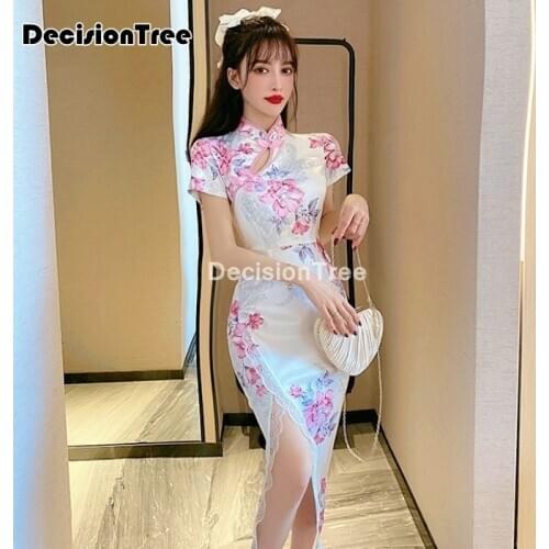 2021 chinese dress women bodycon chinese cheongsam qipao dress nightclub bandage party split bandage dress elegant party dress
