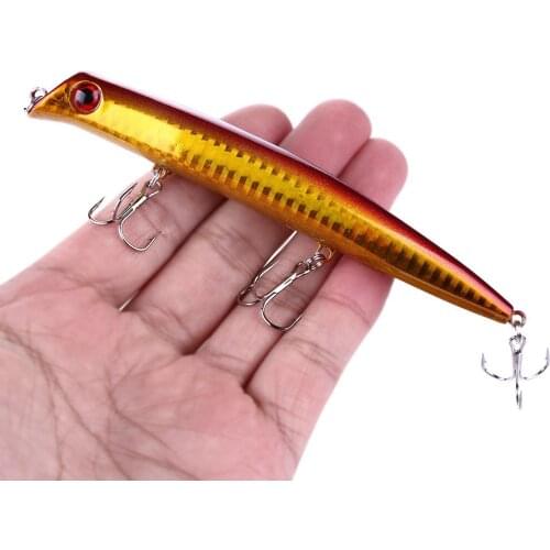 1PCS 12.6cm 16.3g Fishing Lure Oversize Lure Minnow Sea Fishing Tackle Artificial Sinking Popper Hard Bait Hook Laser Lures