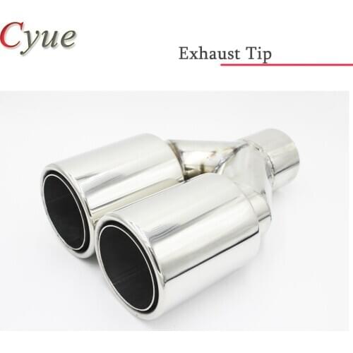 1PCS 304 Stainless Steel Tail Pipe 1To2 Dual Exhaust Muffler Universal Quad Tip