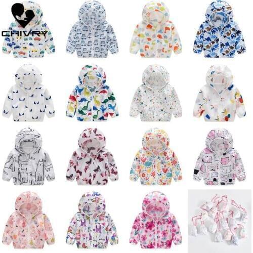 2019 Kids Clothes Boys Jackets Children Hooded Zipper Sun Protection Baby Fashion Print Coat Infant Waterproof Hoodies For Girls