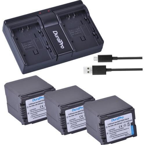 3x 2600mAH VW-VBG260 VW VBG260 Battery +USB Dual Charger For Panasonic HDC-SD3 HDC-SD5 HDC-SD7 VDR-D310 VDR-D50 VDR-D51 SDR-H200