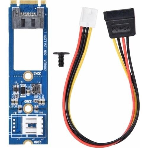 M2 TO SATA M.2 NGFF SATA to 7Pin SATA Horizontal Converter Adapter Card Expansion Card+4Pin Power Cable for WinXP Win7 Win8