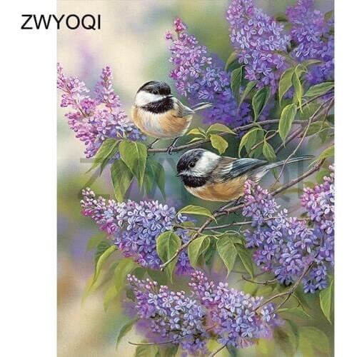 DIY Diamond embroidery Full Round Diamond mosaic Bird lavender Full Square Diamond painting Cross stitch Bird lavender hyacinth