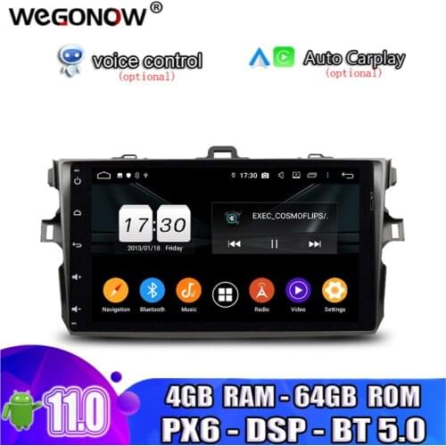 PX6 DSP Android 10.0 4GB RAM 64GB ROM 8 core Car DVD Player Wifi RDS RADIO navi GPS bluetooth5.0 For Toyota Corolla 2006 - 2011