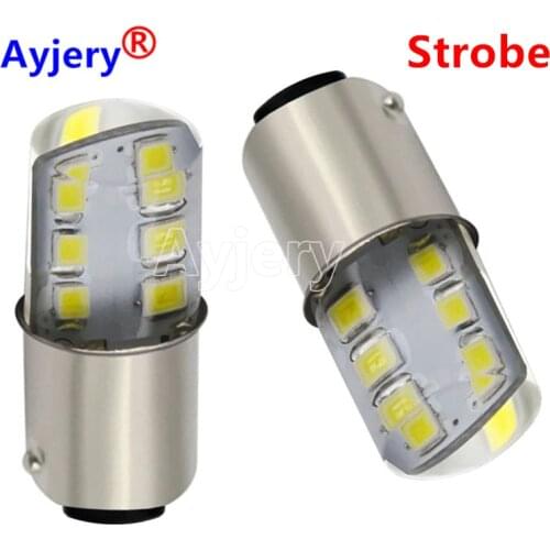 AYJERY Strobe Turn Signal Lights 200pcs 12V S25 P21W 1156 BA15S flash Silicone 12 SMD 2835 LED Brake Lights Reverse Lamp White