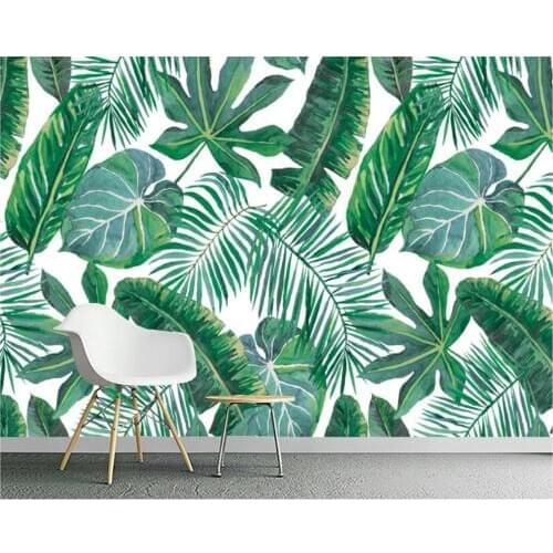 Beibehang Clear seductive wallpaper European hand-painted tropical rain forest banana leaf TV background papel de parede behang