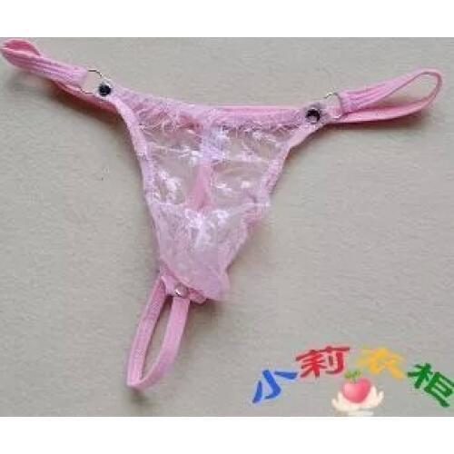Free shipping gay mens lace underwear sexy thong Male three-dimensional cut bags transparent gauze thong mens t