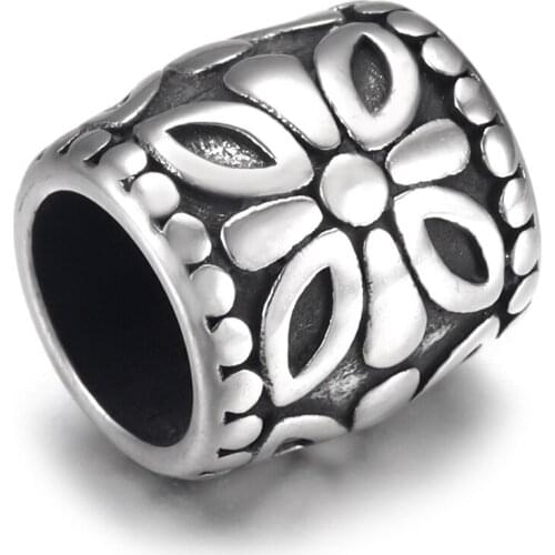 Stainless Steel Barrel Bead Polished 8mm Large Hole Metal Beads Bracelet Charms for DIY Jewelry Making Accessories