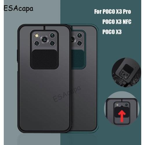 Slide Camera Lens Protection Phone Case For POCO X3 Pro Cases Matte Translucent Soft Frame Back Cover For Xiaomi POCO X3 NFC