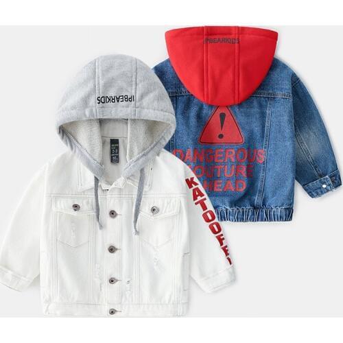 Boys Jacket kids Denim coat Children Outerwear clothing Spring Autumn boy hooded sport Jeans Clothes For 2-8 years kids