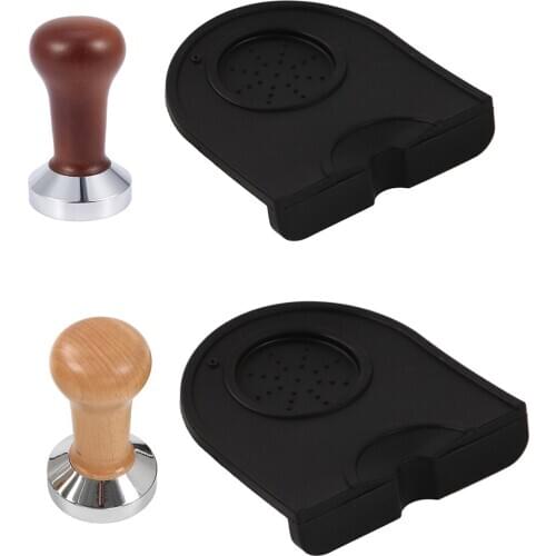 HOT SALE 51MM Steel Base Wooden Handle Tamper-Resistant Coffee Powder Hammer Coffee Accessories with 350Ml Pull Cup