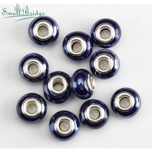 15MM Multi Color Large Hole Ceramic Beads For Jewelry Making Bracelet Diy Accessories Loose Spacer Porcelain Flat Bead Wholesale