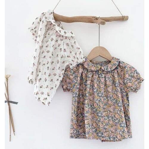 Summer Kids Baby Girl Short Sleeve Floral Printing Shirt Childrens Clothes Cute Infant Baby Girl Children Clothes Shirt