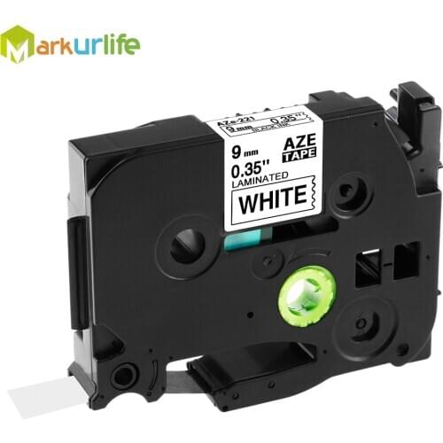 Markurlife 1pcs 9mm TZ Tape TZe-221 TZe221 TZ221 TZe 221 Black on White For Brother P-touch Label Maker High Quality