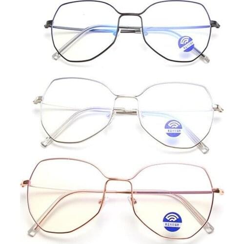 Fashion Anti-Blue Eyeglasses Women & Men Korean Optical Eyewear Unisex Oversize Frame Spectacles Personality Polygon Eyewear