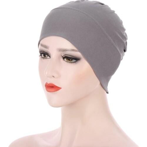 Muslim Inner Hijabs Under Scarf Bonnet Soild Color Stretchy Under Hijab Caps Breathable Headscarf Hat Turban Femme Musulman