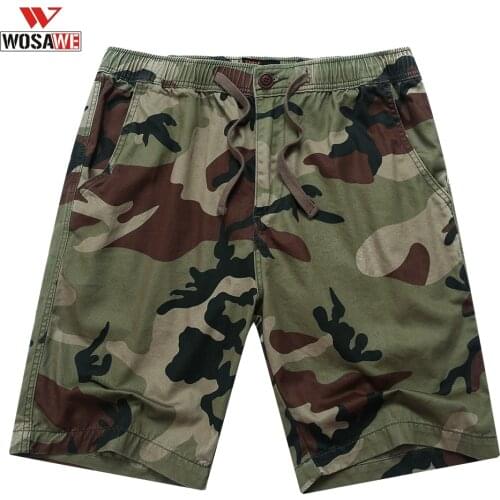 WOSAWE Summner Cotton Mens Cargo Shorts Camouflage Male Multi-Pocket Casual Camo Outdoors Sprots Short Pants