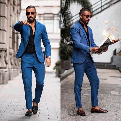 Summer Business Men Tuxedos Custom Made Notched Lapel Slim Fit Blazer Smart Casual Daily Outdoor Streetwear Suits 2 Pieces Set