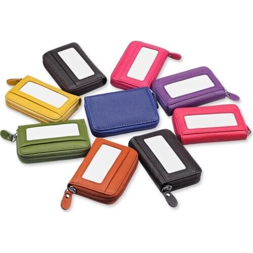 Mens Wallet Leather Credit Card Holder RFID Blocking Zipper Pocket New Multi-card Card Holder