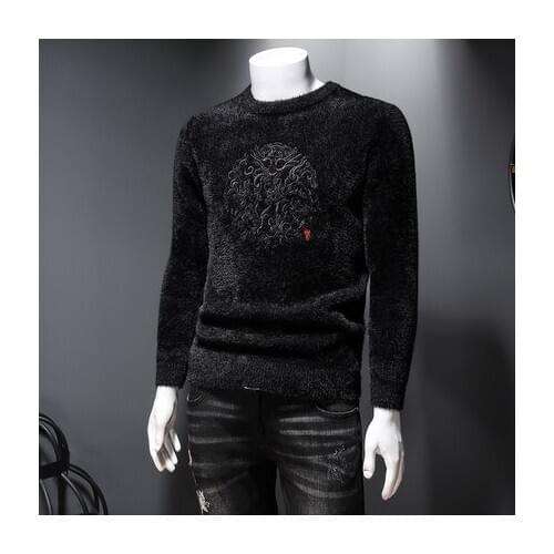 Mens luxury winter embroidery sweater/pullover warm