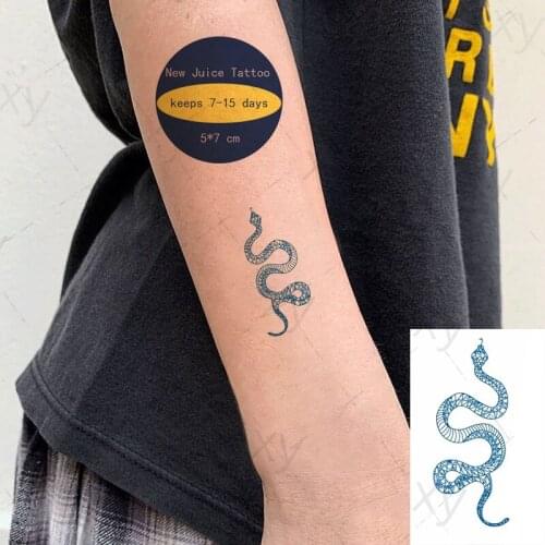 Juice Tatto Stickers Minimalist Snake Line Love Heart Body Art Ink Blue Waterproof Temporary Fake Tattoo for Kids Women Girl Men