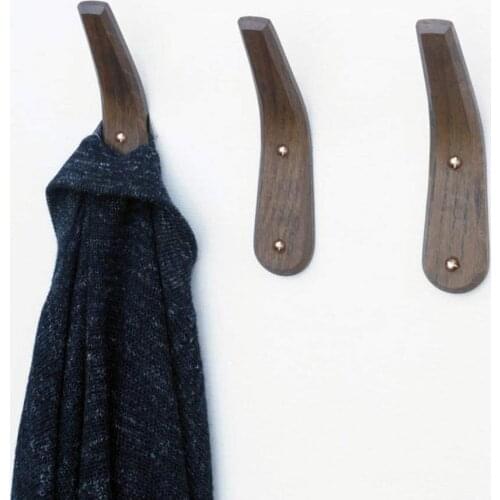 2pcs Wall Mounted Hooks Hanger Solid Wood Coat Rack Natural Wooden Decorative Craft Handmade Hooks Rack Hat Hooks,Walnut