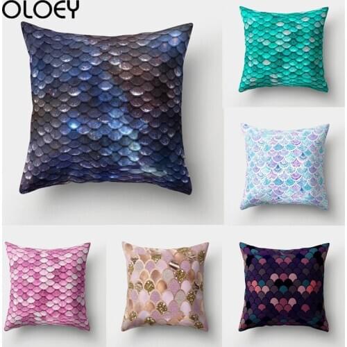Mermaid Fish Scale Pillowcase 45X45cm Soft Pillowcase Pillowcase Cover Bedroom Car Chair Bed Hotel Decorative Polyester