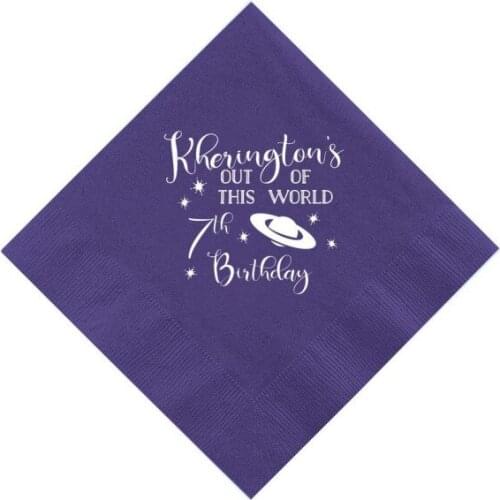 Out of this World Space Birthday Personalized Napkins|Astronaut Birthday|Space Birthday|Custom Astronaut First Birthday Napkin