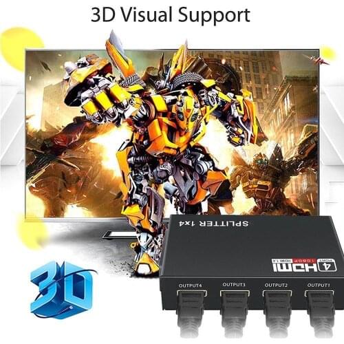HDMI Splitter HD 4 HDMI Splitter 1In4 Out 1080P 3D 4 Way HDMI Signal Distributor UK HDMI Splitters With USB Cable Dropshipping